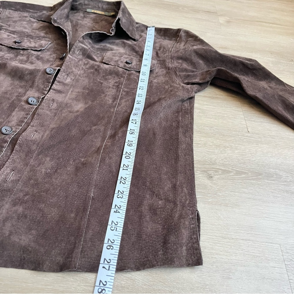 Women's Brown Leather Suede Shirt Jacket Western SZ M 100% Genuine Leather - Picture 5 of 8